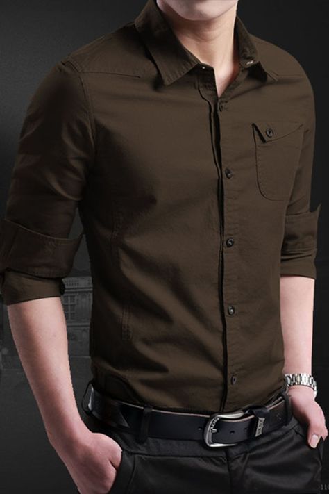 2015 Fashion Quality Men Long Sleeve Shirt 100% Plain Cotton 6 Color Shirts Casual Male Dress Clothes Men's Cothing Camisa 14013|Casual Shirts| - AliExpress Formal Shirt Design, Vijay Kumar, Men Long Sleeve Shirt, Male Dress, Stylish Men Wear, Mens Dress Outfits, Stylish Shirts Men, Mens Smart Casual Outfits, Formal Men Outfit