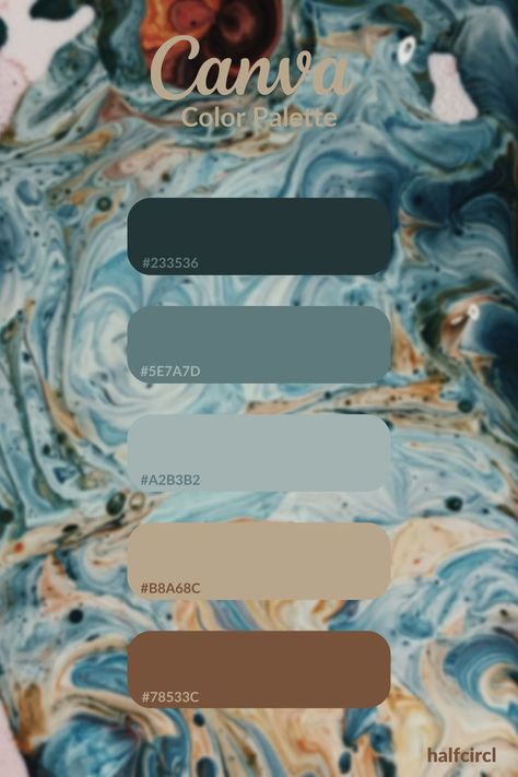 Blue Brown Beige Color Palette, Canva Color Scheme, Color Palette Brown And Blue, Abstract Painting Color Palette, Blue Color Palette Canva, Browns And Blues Palette, Color Palette For Canva, Brown And Blue Palette, Canva Color Palette Codes Blue