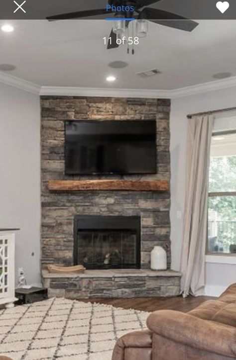 Corner Fireplace Living Room, Fireplace Living Room, Gas Heater, Corner Fireplace, Diy Fireplace, Media Wall, Fireplace Makeover, Reno Ideas, Living Room With Fireplace