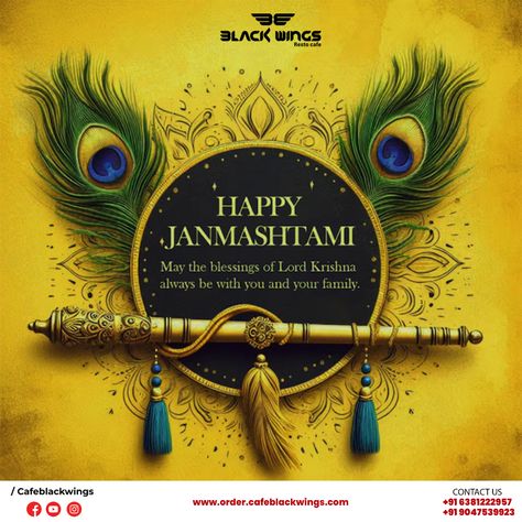 May the teachings of Lord Krishna guide us towards peace and happiness. Happy Krishna Janmashtami!" 🙏✨wishes from Black Wings

#cafeblackwings #blackwingsrestocafe #blackwings #cafeblackwingssalem #krishana #krishnajanmashtami Janmashtami Wishes, Happy Janmashtami, Krishna Janmashtami, Black Wings, Lord Krishna, Krishna