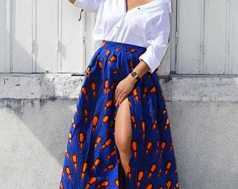 Gochiafrica on Etsy African Skirt Outfit High Waist, Ankara Maxi Skirt, Skirt African Print, Ankara Skirts, African Skirt, African Print Jumpsuit, African Print Maxi Skirt, African Print Skirt, African Prom Dresses