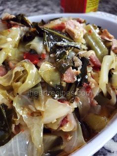 Soulful Cabbage & Collard Greens | I Heart Recipes #southernfood #soulfoodrecipes Soul Food Recipe, Brick Recipe, Greens Recipe Soul Food, I Heart Recipes, Collard Greens Recipe, Heart Recipes, Southern Recipes Soul Food, Cabbage And Bacon, Cooking Bacon