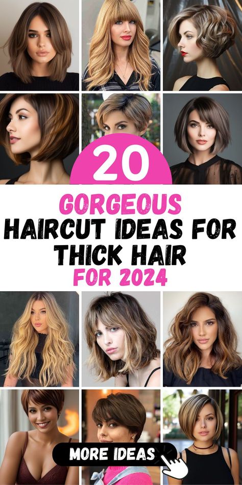 Discover the magic of 20 haircut ideas for thick hair in 2024 and transform your look with flair. Thick hair offers endless possibilities, from timeless lobs to short and low-maintenance styles, and even the chic allure of a wavy pixie cut. Our collection embraces all seasons, allowing you to transition effortlessly from summer's vibrancy to winter's cozy charm. Haircut Ideas For Thick Hair, Thick Locks, Latest Braided Hairstyles, Chic Bob, Top Braid, Low Maintenance Haircut, Latest Haircuts, Sleek Updo, Bob Hairstyles For Thick