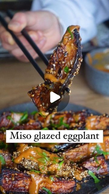 Vegan Fixes on Instagram: "MISO GLAZED EGGPLANT 🍆 by @fitgreenmind

RECIPE (3 servings, 40min prep time):
-2 eggplants
Cut in wedges.
-4 Tbsp miso paste
-3 Tbsp maple syrup or agave syrup
-4 Tbsp (sesame) oil
-salt to taste
-1 Tbsp white wine or rice vinegar
Mix, add to the wedges and fully coat them with it.
-optional: sesame seeds.
Dip one side of the wedges in sesame and place on a baking tray.
Bake at 200C/400F for 25-30mins but flip halfway through.
Peanut sauce:
-2 Tbsp peanut butter
-1 Tbsp soy sauce
-1 Tbsp vinegar
-1 Tbsp agave or maple syrup
-optional add ins: ginger, garlic, sriracha
Mix until creamy.
Serve with the eggplant." Glazed Eggplant, Vegan Plan, Eggplant Recipes Easy, Miso Glaze, Miso Paste, Eggplant Dishes, Tray Bake, Plant Based Cookbook, Agave Syrup