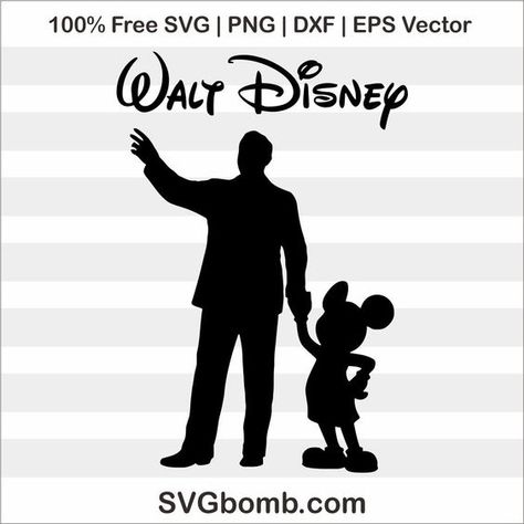 Walt And Mickey Silhouette, Disney Jpg, Disney Castle Silhouette, Disney Svgs, Free Disney Svg Files, Disney Cricut, Disney Svg Files, Cricut Disney, Mickey Silhouette