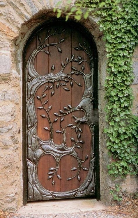 Door to Faery? Porte Decorate, Cool Doors, Old Doors, Unique Doors, घर की सजावट, Closed Doors, Beautiful Doors, Entrance Doors, Door Knockers