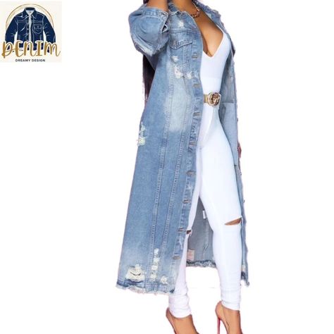 One more new jeans jacket design !! Available on website 💙 Link in Bio❤️‍🔥 #womenfashion #woman #womanstyle #womanclothes #womanpower #women #clothing #clothes #clothingbrand #newclothingbrand #clothesdesign #clothesdesigner #ladydesign #ladies #ladiesfashion #fashion #fashionstyle #designer #onlineshopping #onlineshop #branddesign #jacketstyle #jackets #jacket #model #modeling #modellife #jeans #jeansjacket #model Long Distressed Denim Jacket, Longline Denim Jacket, Coated Denim Jeans, Long Denim Jacket, Demin Jacket, Overalls Men, Distressed Jacket, Distressed Denim Jacket, Black Denim Jacket