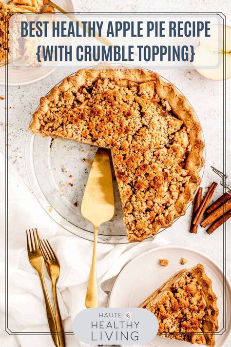 This healthy apple pie recipe uses a whole wheat crust and honey for sweetness, but it still has all of the delicious and spicy tastes of traditional apple pie. The hard yet delicious Honeycrisp apples are enhanced by the flavors of cinnamon, ginger, honey, and vanilla. A dessert that will satisfy your sweet taste and be healthier! #hauteandhealthyliving #healthydessert #applepierecipe #easyrecipes #homemadepie Whole 30 Apple Pie, Haute And Healthy Living, Healthier Pie Recipes, Healthier Apple Pie, Healthy Dutch Apple Pie, Apple Pie Healthy Recipe, Apple Pie Crust Ideas, Apple Pie Recipe Healthy, Apple Pie With Oats