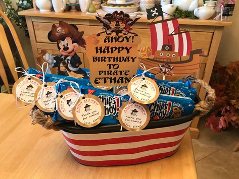 Pirate Theme Gift Basket, Santiago Pirate, Pirate Favors, Pirate Theme Classroom, Pirate Party Favors, Pirate Gifts, Sixth Birthday, Pirate Birthday Party, Theme Classroom