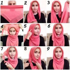 15 Easy and Simple Hijab Tutorials for Beautiful Look Tutorial Hijab Segitiga, Square Hijab Tutorial, Tutorial Hijab Modern, Turkish Hijab Style, Beau Hijab, Easy Hijab Style, Hijab Paris, How To Wear Hijab, Simple Hijab Tutorial