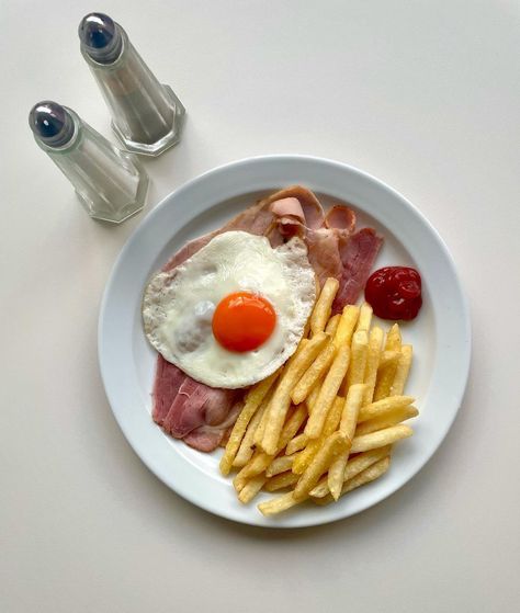 Norman’s Cafe’s Instagram post: “Ham, egg & chips.” Ham Egg And Chips, Eggs Aesthetic, Egg And Chips, Egg Chips, Ham And Eggs, British Food, Cheese Board, Egg, Chips