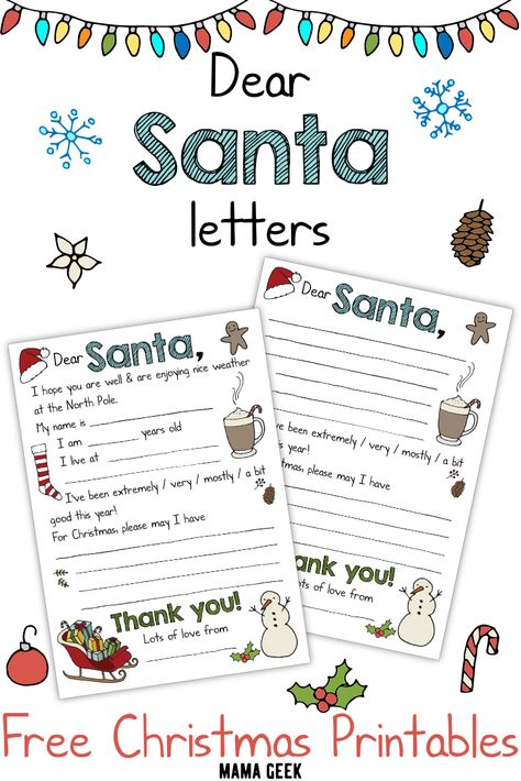 Free Christmas printables – “Dear Santa” letters via @zoecorkhill Letters To Santa Free Printable Preschool, Christmas Letter To Santa Free Printable, Dear Santa Letter Template, Letter From Santa To Kids Free Printable Editable, Letters To Santa Free Printable, Free Santa Letter Printable, Santa Letters To Kids Free Printable, Dear Santa Letter Printable Free, Santa Letter Template Free Printable