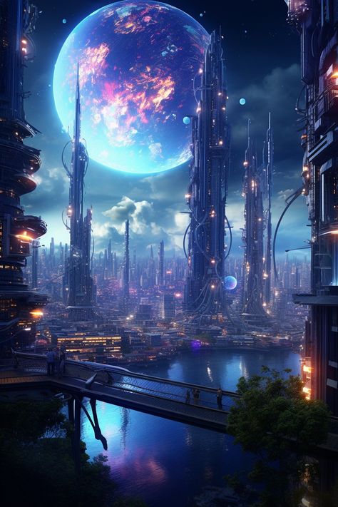 Scifi Fantasy Art Scenery, Scifi World, Scifi Landscape, Futuristic City Utopia, Space World, Scifi City, Futuristic World, Fantasy Space, Sci Fi City