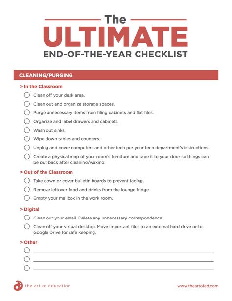 The Art Teacher’s Ultimate End-of-the-Year Checklist Art Room Organization Ideas, Education Bulletin Board Ideas, End Of The Year Projects, Year Checklist, Task Organization, Process Art Ideas, Clean Classroom, Visual Art Lessons, Become Productive