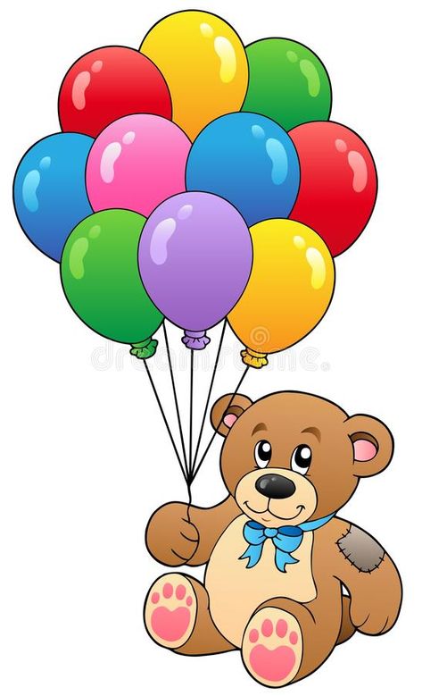 Cute teddy bear holding balloons. Illustration stock illustration Teddy Bear Holding Balloons, Bear Holding Balloons, Holding Balloons, Hand Art Kids, School Board Decoration, Balloon Illustration, Preschool Classroom Decor, Happy Birthday Wallpaper, School Wall Art