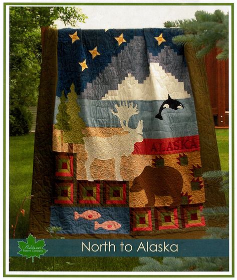 North to Alaska - 881314364619 Alaska Quilt, Wildlife Quilts, North To Alaska, Row Quilt, Applique Templates, Landscape Quilts, Man Quilt, Animal Quilts, Sampler Quilt