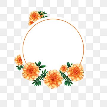 Marigold Wreath, Yellow Marigold, Logo Frame, Round Decoration, Flower Png Images, Leaf Frame, Wreath Flower, Floral Wreath Watercolor, Zinnia Flowers