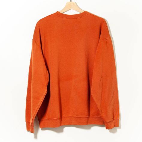 "Vintage Y2K Distressed Sun Faded Crewneck Sweatshirt Burnt Orange Worn to Perfection  LARGE : see measurements for exact fit  Measurements:  Chest : 24\"  (Pit To Pit)   Length : 25.75\"  (Center Back Neck to Hem) Condition: 8/10, sun faded distressed, rip on bottom hem  *USE ZOOM FOR DETAILS. Material:  50% Cotton 50% Polyester Tag / Brand : Fruit of the Loom , Made in Honduras Visvim Gallery Dept Off-White RRL *PLEASE BE AWARE THESE ITEMS ARE VINTAGE AND SHOW SIGNS OF WEAR.  *There may be sma Distressed Crewneck, Shifting Script, Orange Crewneck, 2000s Tops, Orange Sweatshirt, Tommy Hilfiger Hoodie, Gallery Dept, Custom Closet, Orange Shirt