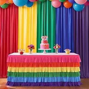 Rainbow Table Decorations, Rainbow Table Skirt, Rainbow Tablecloth, Tutu Table Skirt, Tutu Table, Rainbow Table, Tulle Table Skirt, Pta Ideas, Festival Booth