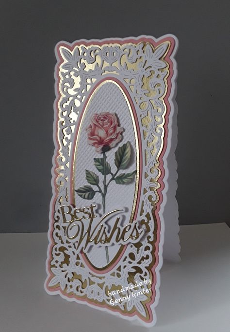 My make for today, Carnation Crafts Seasonal Elongated Frame and Elegant Stems. Cuttlebug Cards, Watercolour Cards, Slimline Cards, Carnation Crafts, Crafts Cards, Heartfelt Creations, Best Wishes, Big Shot, Floral Cards