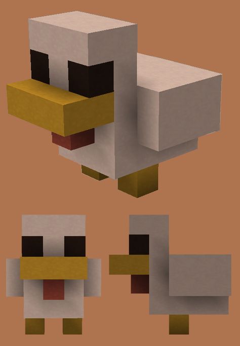 Cute Minecraft Sculptures, Minecraft Builds Animals, Minecraft Cute Animal Builds, Minecraft Mini Animal Statues, Minecraft Statue Ideas Easy, Minecraft Sculptures Easy, Minecraft Animal Building Ideas, Minecraft Duck Statue, Chicken Minecraft Build