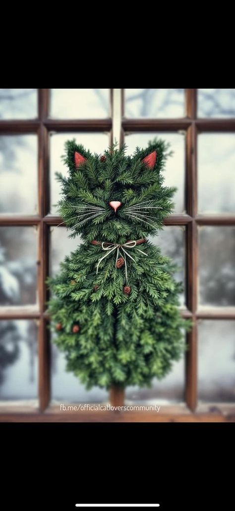 Dollar Tree Crafts Diy, Cat Wreath, Facebook Art, Tree Crafts, Wreath Ideas, Dollar Tree Crafts, Cat Diy, Christmas Wreaths Diy, Cat Theme