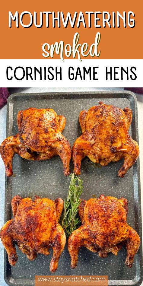 Meat To Put On The Smoker, Smoked Cornish Hens In Electric Smoker, Cornish Hen Smoker Recipe, Cornish Game Hen Recipes Smoked, Bbq Cornish Game Hen Recipes, Smoked Cornish Game Hen Recipes, Smoked Game Hens, Cast Iron Smoker Recipes, Smoked Cornish Game Hens