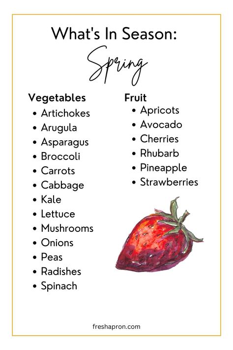 Spring produce guide Seasonal Produce Guide, Spring Produce, Spring Veggies, Fruit Centerpieces, Seasoned Veggies, Spring Fruit, Whats In Season, Seasonal Cooking, Fruit Picking