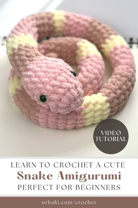 Crochet Animals Easy Free Patterns, What To Crochet Ideas Easy, Beginner Crochet Projects Plush, Crochet Big Snake Pattern Free, Things To Crochet Without Stuffing, Free Crochet Plushie Patterns Snake, How To Crochet A Snake For Beginners, Simple And Quick Crochet Projects, Cute Chunky Yarn Crochet