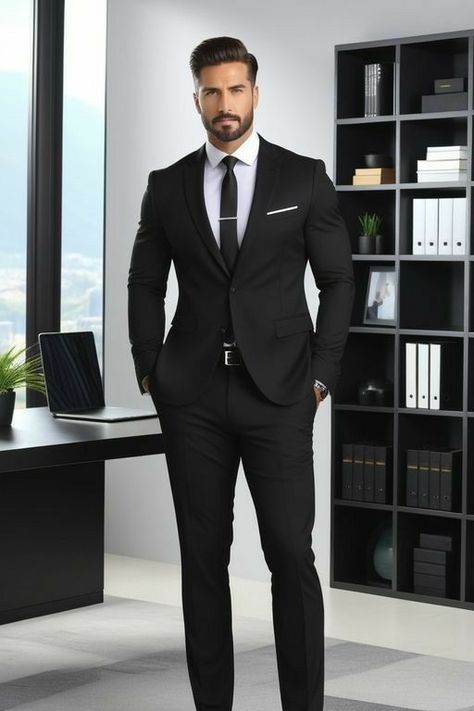 Formal Attire For Men, A Man In A Suit, Stylish Mens Suits, Man In A Suit, Black Suit Men, Blue Suit Men, Costume Noir, Luxury Lifestyle Fashion, Classy Outfits Men