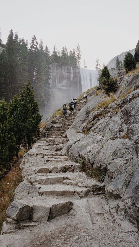 Mist Path to Vernal Falls in Yosemite Yosemite National Park Camping, Half Dome Hike, Vernal Falls, Yosemite Trip, Yosemite Camping, Yosemite California, National Park Camping, California Camping, Into The West