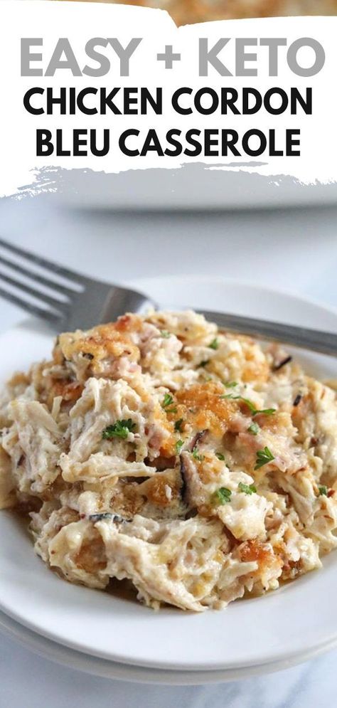 Keto Chicken Cordon Bleu Casserole, Keto Chicken Cordon Bleu, Chicken Cordon Bleu Casserole Recipe, Casserole Low Carb, Low Carb Chicken Casserole, Dijon Sauce, Cordon Bleu Casserole, Make Shredded Chicken, Chicken Cordon Bleu Casserole