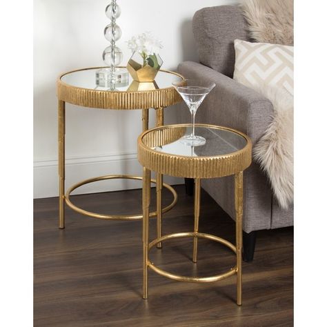 You'll love the Marley Round 2-Piece Modern Accent Nesting Tables at Wayfair - Great Deals on all Furniture products with Free Shipping on most stuff, even the big stuff. Metal Tables, Novelty Floor Lamp, Sitting Rooms, Classic Interiors, Inexpensive Furniture, Modern End Tables, Curved Sofa, Console And Sofa Tables, End Tables With Storage