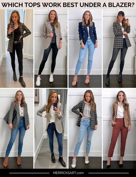 Women Blazers Outfit, What To Wear Under A Blazer, Outfits With Blazers For Women, Professor Outfits, Long Blazer Outfit, Blazer Outfits Women, Jeans Blazer Outfit, Jeans Outfit For Work, Art 2022