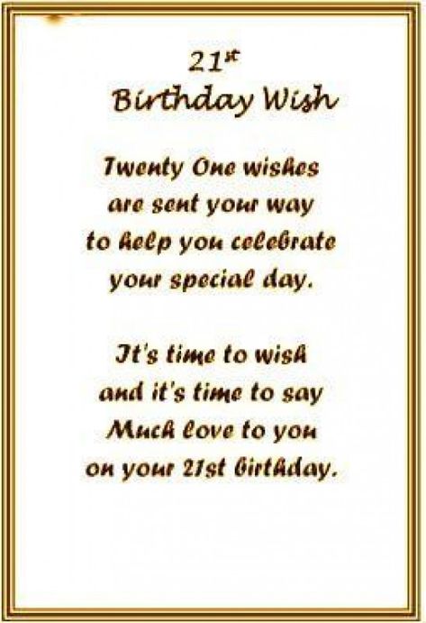 21st Birthday Wishes For Boy/Girl - BirthdayWishings.com #21stbirthday #21st #birthday #meme Happy 21st Birthday Wishes Son, Happy 21st Birthday Wishes For Her, 21st Birthday Poems, Happy 21st Birthday Quotes, Happy 21st Birthday Wishes, Happy 21st Birthday Cards, Birthday Bff, 21st Birthday Wishes, 21st Birthday Quotes