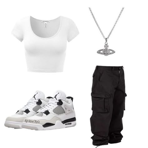 Black And White Jordans Outfit, Jordan 4 Military Black Outfit, Y2k Jordans, Latina Outfits, Latina Fashion Outfits, Jordan Outfits, Casual Preppy Outfits, Latina Fashion, Cute Lazy Day Outfits