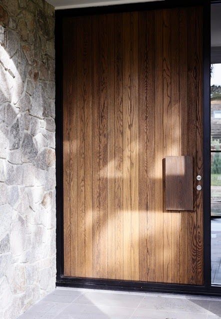 austindesign.com  LOVE LOVE LOVE THIS TIMBER ENTRY DOOR! House Entry Doors, Timber Front Door, House Front Door Design, Modern Entrance Door, Exterior Wall Cladding, Main Entrance Door Design, Walnut Timber, Wooden Front Door Design, Modern Entrance