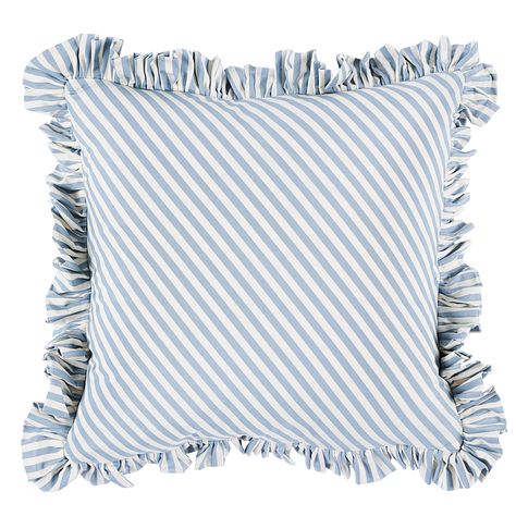 Brigitte Stripe 14" Pillow - Sky Furniture & Accessories | Schumacher Living Room Update, Luxury Pillows, Room Update, Stripe Throw Pillow, Striped Throw, Linen Throw Pillow, Linen Throw, Pillows And Throws, Cotton Throws