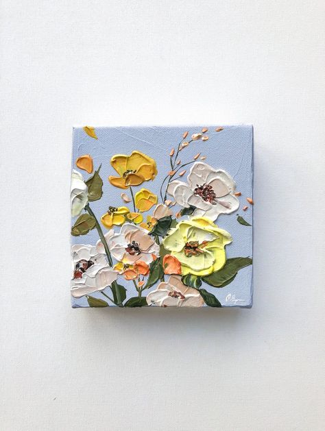 Acrylic Painting Flowers, Small Canvas Paintings, Art Painting Gallery, Diy Canvas Art Painting, Flower Art Painting, Mini Canvas Art, Art Painting Acrylic, Mini Paintings, Abstract Canvas Art