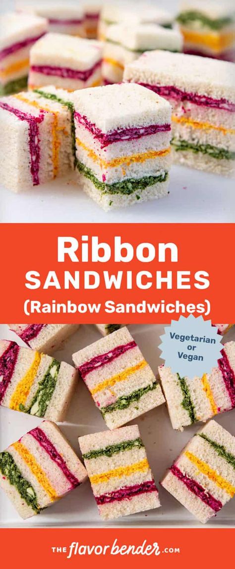 Ribbon Sandwiches, Party Sandwiches Recipes, Tea Party Sandwiches Recipes, Vegetarian Sandwiches, Club Sandwiches, Tea Party Sandwiches, Tea Sandwiches Recipes, English Afternoon Tea, Afternoon Tea Recipes