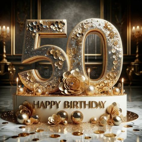 Golden 50th Birthday, 50th Birthday Cake Designs, Birthday Gala, Birthday Cake Designs, 50th Birthday Celebration, 50th Anniversary Logo, Room Illustration, Celebration Design, 50th Birthday Decorations