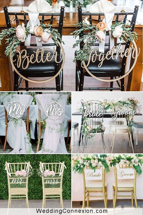 Bride And Groom Signs For Chairs, Me And Mrs Chair Signs, Bride Groom Chair Signs, Better Together Wedding Theme, Bride Groom Chairs Wedding, Mr And Mrs Chairs Wedding, Bride And Groom Chair Signs, Bride Chair Decoration, Mr And Mrs Chair Signs