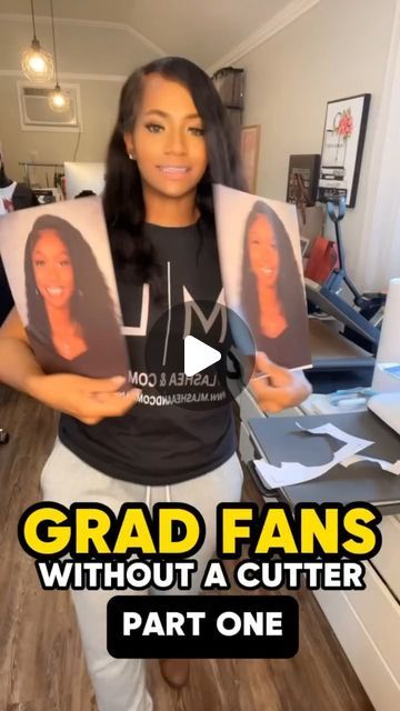 M LaShea & Company on Instagram: "Alright, Here’s How to make grad fans without a cutter machine! #fans #custom #grad #graduate #senior #cricut #silhouette #sublimation" Graduation Fans With Picture Diy, Graduation Fans With Picture, Diy Graduation Stole, Graduation Ceremony Ideas, Grad Fans, Graduation Stole Ideas, Graduation Fans, High School Graduation Pictures, Grad Diy