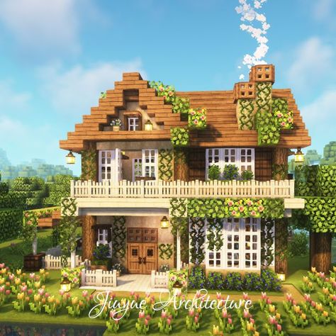 Minecraft Balcony, Minecraft Horse Stables, Build Aesthetic, Houses In Minecraft, Minecraft Horse, Cottage Minecraft, Survival House, Playing Minecraft, Minecraft Aesthetic