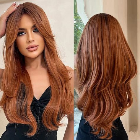 Auburn Wigs, Hair Growth Tablets, Baylage Hair, Red Balayage Hair, Balayage Hair Caramel, Hair Growth Women, Layered Wig, Straight Hair Wig, Hair Color Orange