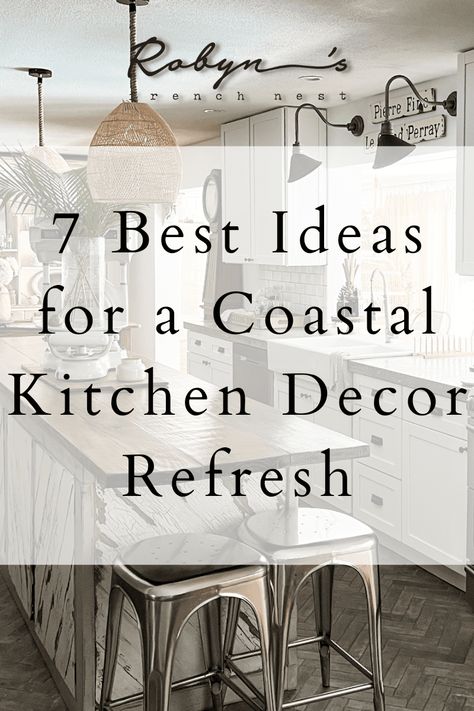 Beach House Kitchen Ideas Coastal, Costal Kitchen Aesthetic, Beach House Kitchen Ideas, Countertop Decor Ideas, House Kitchen Ideas, Coastal Kitchens, Coastal Kitchen Ideas, Coastal Style Kitchen, Beach House Kitchen