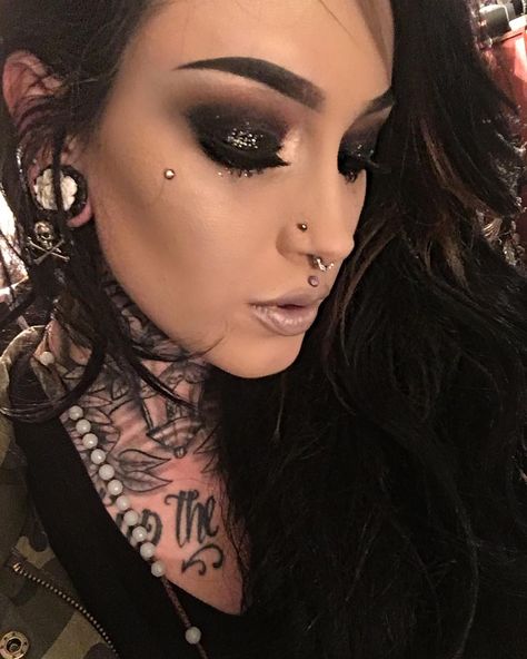 2,982 Likes, 45 Comments - Jackie Hovorka (@fullmetaljaxon) on Instagram: “I’m a whisper lost upon wind. I'm the ember that will burn you down. I'm the water that will drown…” Eye Dermal Piercing, Eye Dermal, Face Dermal Piercing, Face Dermal, Anti Eyebrow, Tattoo Face, Body Decor, Goth Hair, Face Piercings