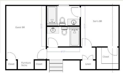 Jack And Jill Bathroom Layout, Bathroom Floorplan, Jack N Jill Bathroom Ideas, Bathroom Dimensions, Bathroom Design Layout, Bathroom Plans, Bathroom Floor Plans, 2 Bedroom House Plans, Jack And Jill Bathroom