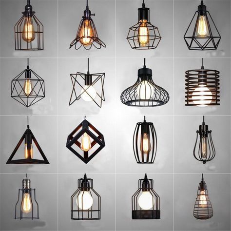 Industrial Style Pendant Lights, Lampe Industrial, Chirstmas Decor, Cage Pendant Light, Suspension Vintage, Retro Industrial, Hanging Lamps, Business Style, Hanging Light Fixtures