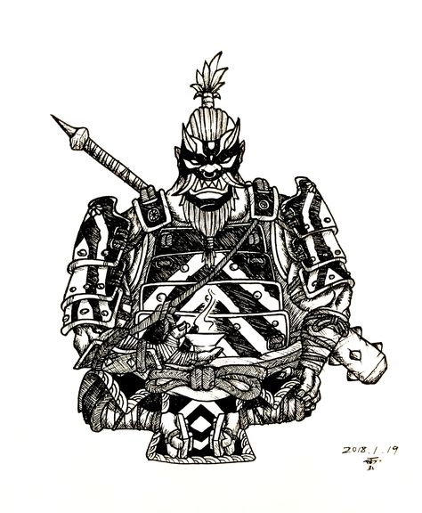 Shugoki, draw from For Honor. Shugoki Art, Shugoki For Honor, For Honor, Art Show, All Art, Art Inspo, Darth Vader, Tattoos, Fictional Characters